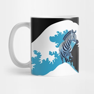 Zebra Surfing at The Great Wave off Kanagawa Mug